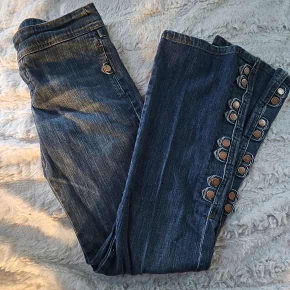 Y2K Vintage Arden B. Copper Button Side Flare Jeans - Size 2 - Picture 2 of 5